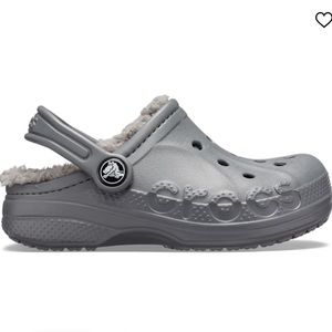 Crocs Kids Baya Lined Clog in Charcoal